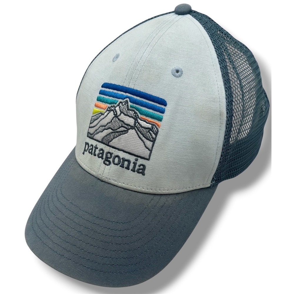 Patagonia Fitz Roy Horizons Trucker Hat Blue Grey Mesh Snapback Cap 38296